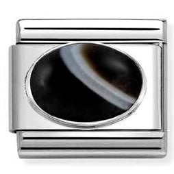 330510/47  Classic HARD STONES steel, 925  silver BANDED ONYX MAT