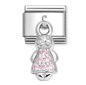 331800/28 Classic CHARMS  steel  925 sterling silver PINK girl