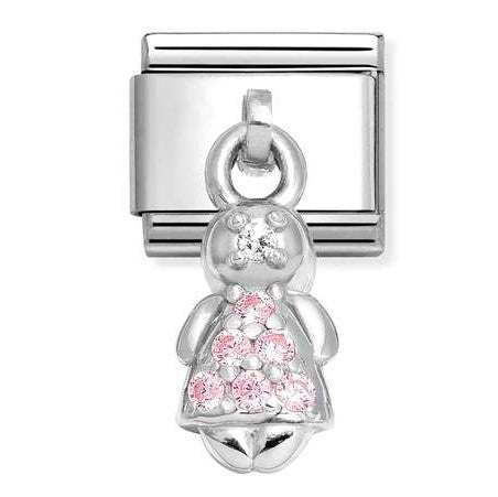 331800/28 Classic CHARMS  steel  925 sterling silver PINK girl