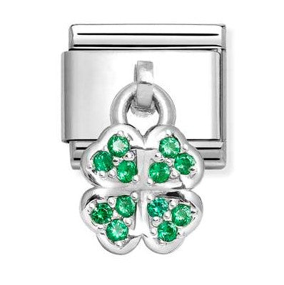 331800/30 Classic CHARMS steel  925  silver GREEN four-leaf clover