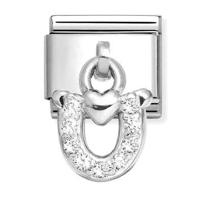 331800/32 Classic CHARMS stainless steel and 925 sterling silver Horseshoe with heart