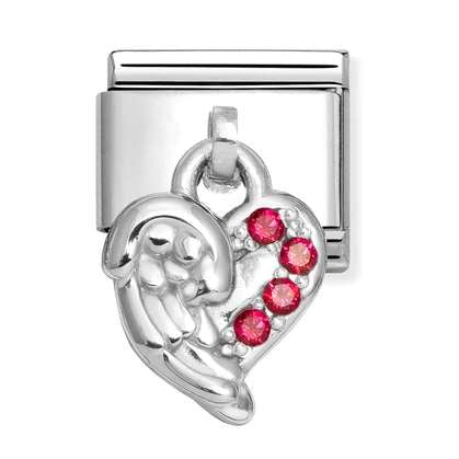 331800/34 Classic CHARMS  steel, 925 sterling silver Heart wing RED
