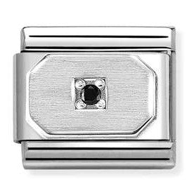 330311/18 CL  symbols  steel , 925 silver,CZ Blunted rectangle BLACK