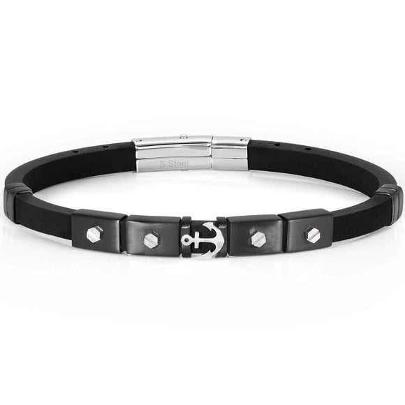 CITY bracelet,steel,rubber fin. BLACK HEX SCREWS Anchor 028812/002