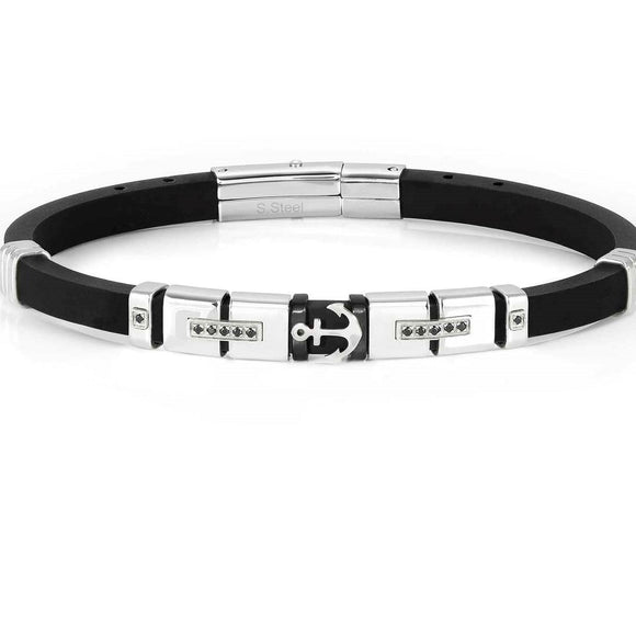 CITY bracelet,steel, cz,rubber Anchor 028816/002