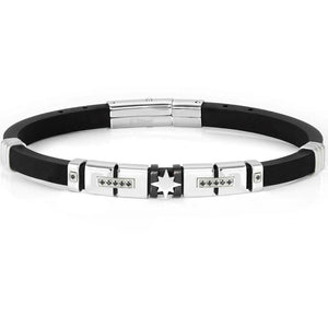 CITY bracelet,steel,cz, rubber Wind Rose 028816/014