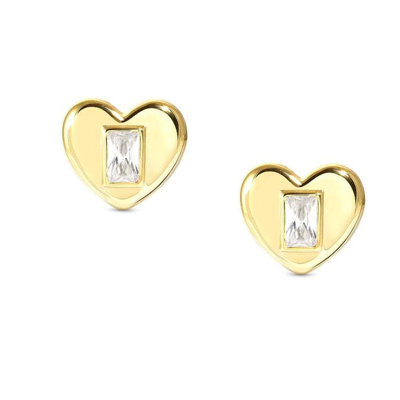 DOMINA earrings 925 silver,CZ, fin. YELLOW GOLD Heart 240403/031