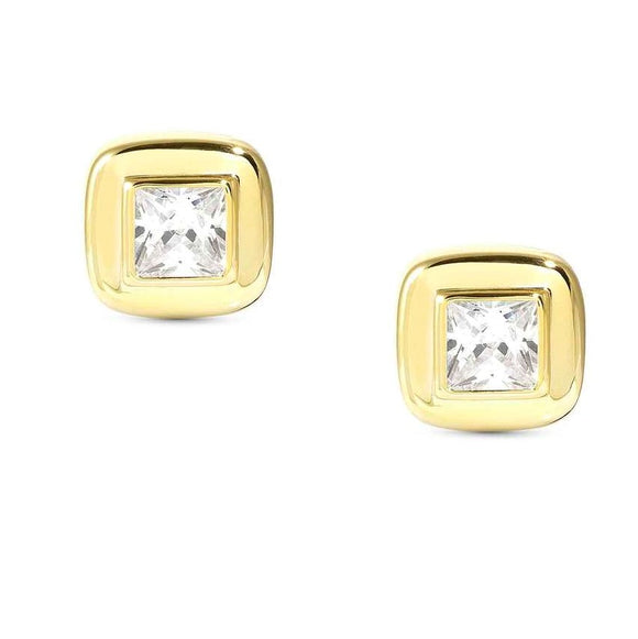DOMINA earrings, 925 silver CZ fin. YELLOW GOLD 240403/036