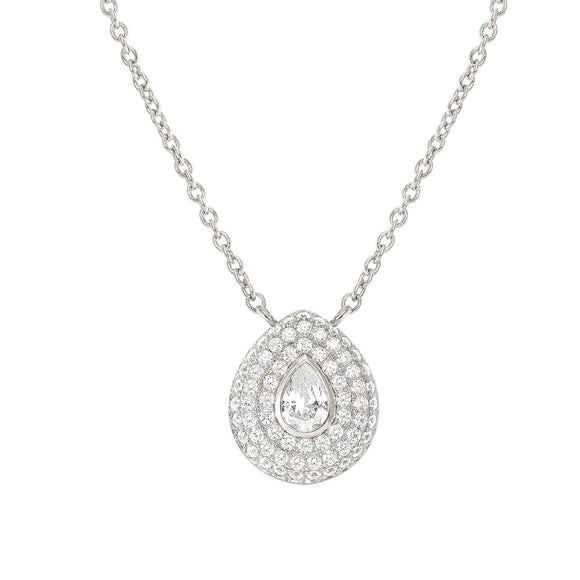 DOMINA necklace in 925 sterling silver and cubic zirconia pavé Drop