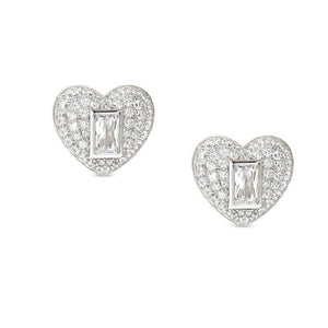 DOMINA earrings in 925 sterling silver and cubic zirconia pavé Heart 240407/031