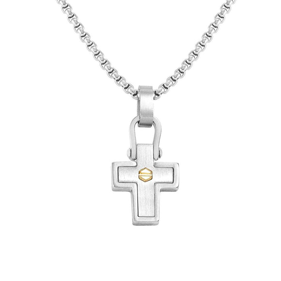 MANVISION necklace, steel CROSS Yellow Gold 133004/012