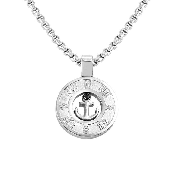MANVISION necklace ,steel,CZ, ANCHOR Steel 133008/001