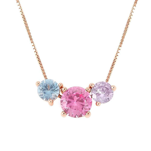 COLOUR WAVE necklace,925 silver, CZ Rose Gold 149820/011