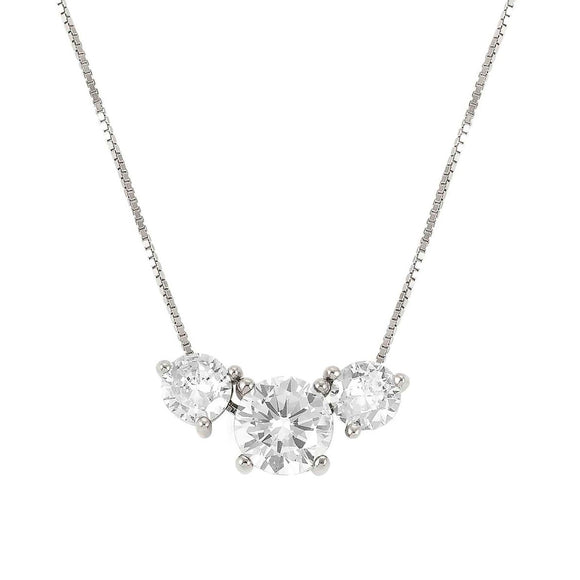 COLOUR WAVE necklace, 925,silver,CZ,  WHITE 149821/001