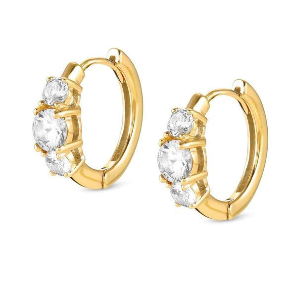 COLOUR WAVE earrings, 925 silver,CZ, Yellow Gold 149822/012