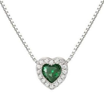 ALLMYLOVE necklace , 925 silver, CZ, GREEN 240302/014