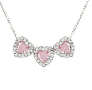 ALLMYLOVE necklace, 925 silver,CZ  PINK 240303/002