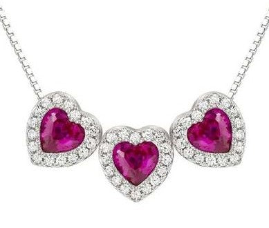 ALLMYLOVE necklace 925 silver,CZ, RED 240303/006