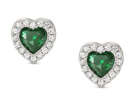 ALLMYLOVE earrings  925 silver, CZ GREEN 240304/014