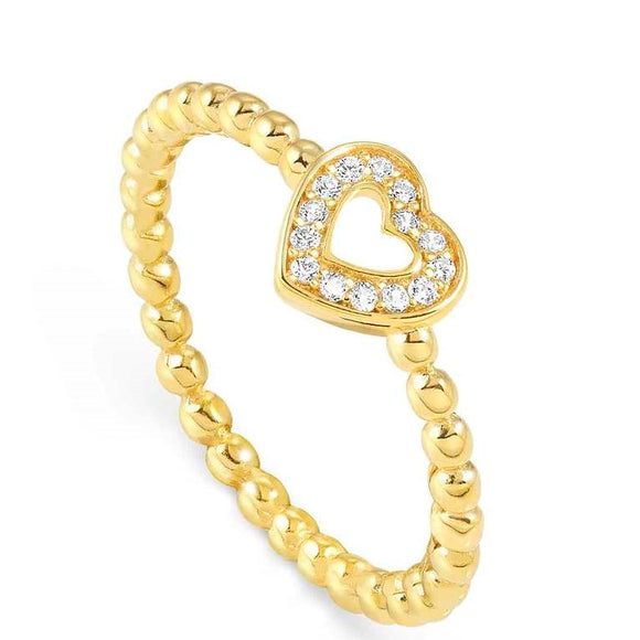 LOVECLOUD ring in 925 sterling silver and cz Yellow Gold Heart Size 15