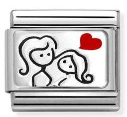 330208/56 Classic,S/steel,enamel,925 silver,2 women
