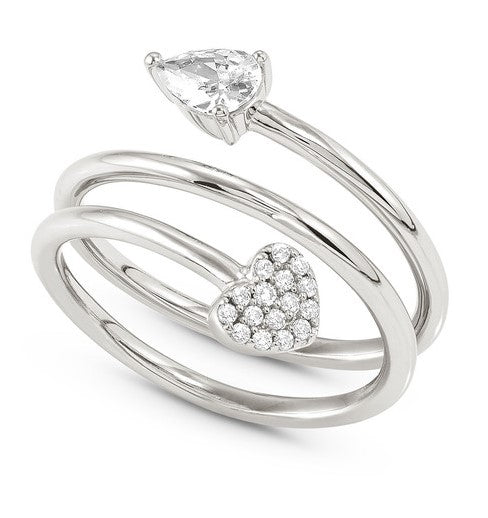 LUCENTISSIMA ring, 925 sterling silver, cz Silver Heart