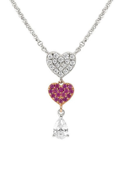 240704/002 LUCENTISSIMA necklace, 925 sterling silver, cz Rose Gold Heart