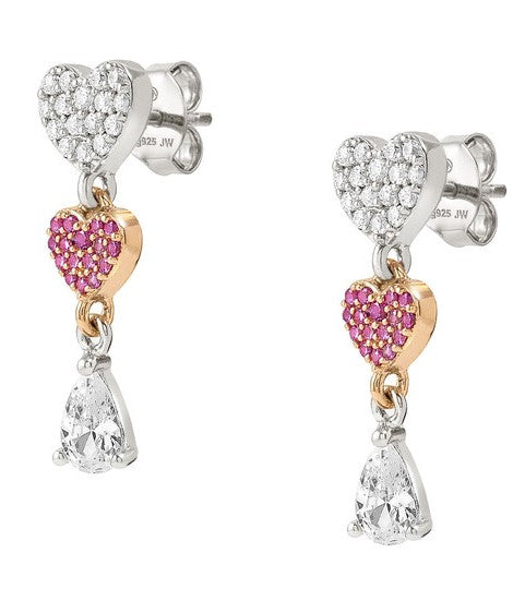LUCENTISSIMA earrings, 925 sterling silver, cz (PENDANTS) Rose Gold Heart