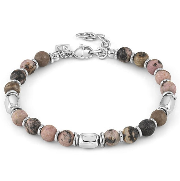 INSTINCTSTYLE bracelet ed. STONES ,steel, stones RHODOCROSITE