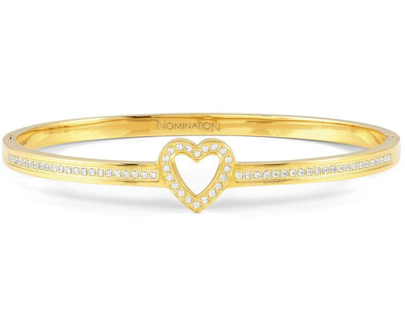 PRETTY BANGLES bracelet, steel, cz SYMBOLS SIZE LARGE Gold Heart
