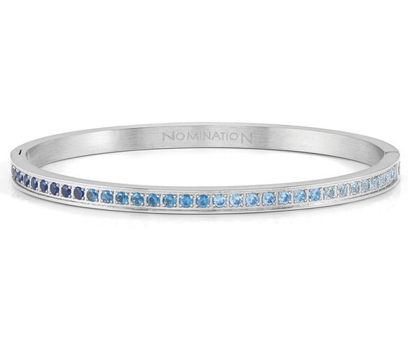 PRETTY BANGLES bracelet, steel, cz SMALL SIZE LIGHT BLUE