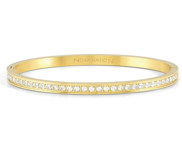 PRETTY BANGLES bracelet,steel, cz SMALL SIZE WHITE fin. Yellow gold