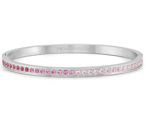 PRETTY BANGLES bracelet, steel, cz SIZE LARGE PINK