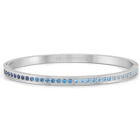 PRETTY BANGLES bracelet, steel, cz SIZE LARGE LIGHT BLUE