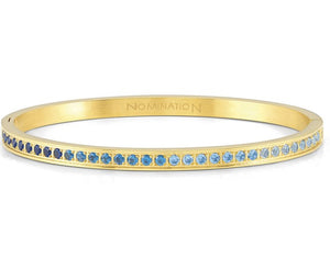 PRETTY BANGLES bracelet , steel. cz SIZE LARGE LIGHT BLUE fin. Yellow gold