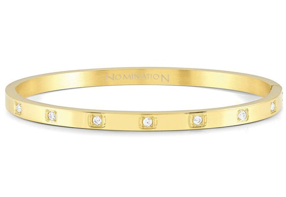 PRETTY BANGLES bracelet,steel, SQUARE cz SMALL SIZE Yellow Gold