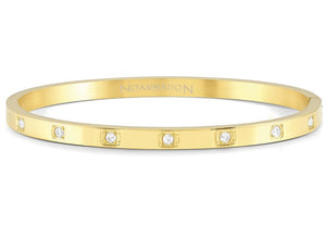 PRETTY BANGLES bracelet,steel,SQUARE cz LARGE SIZE Yellow Gold