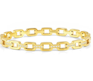 PRETTY BANGLES bracelet,steel,d cz CHAIN SIZE LARGE Yellow Gold