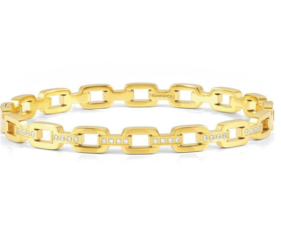 PRETTY BANGLES bracelet,steel,d cz CHAIN SIZE LARGE Yellow Gold