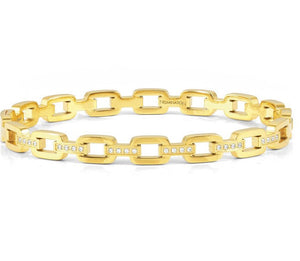 PRETTY BANGLES bracelet,steel,d cz CHAIN SIZE MEDIUM Yellow Gold