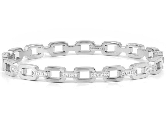 PRETTY BANGLES bracelet, steel & cz CHAIN SIZE LARGE Steel