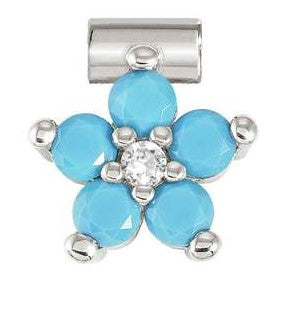SEIMIA ed. FLORA  925 sterling silver, stones, cz (LARGE FLOWERS) TURQUOISE