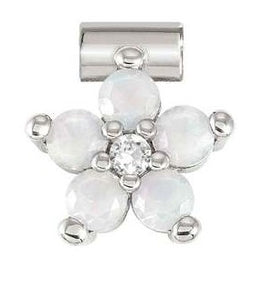 SEIMIA ed. FLORA in 925 sterling silver, stones, cz (LARGE FLOWERS) WHITE OPAL
