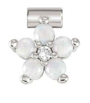 SEIMIA ed. FLORA in 925 sterling silver, stones, cz (LARGE FLOWERS) WHITE OPAL