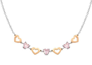 PRINCIPESSINA necklace in steel with BI-TONE fin. and cubic zirconia Heart