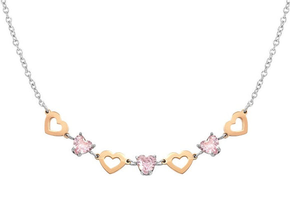 PRINCIPESSINA necklace in steel with BI-TONE fin. and cubic zirconia Heart