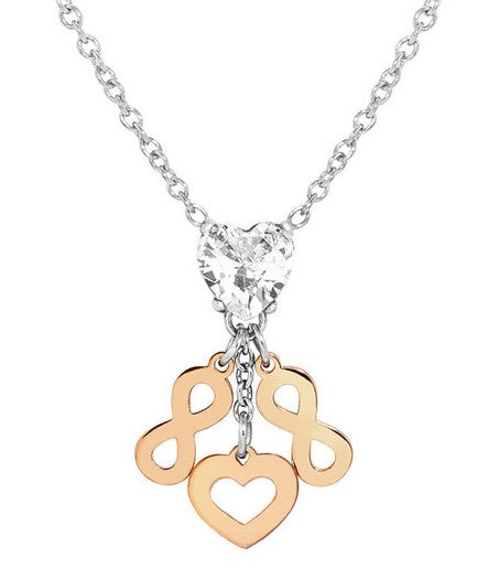 PRINCIPESSINA necklace, steel, BI-TONE fin. cz PENDANTS Infinity