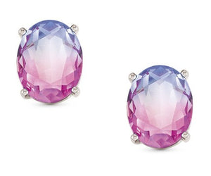 SYMBIOSI earrings 925 sterling silver, BICOLOR stones PINK-PURPLE fin. Silver