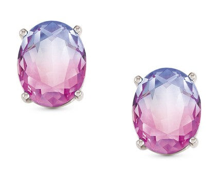 SYMBIOSI earrings 925 sterling silver, BICOLOR stones PINK-PURPLE fin. Silver