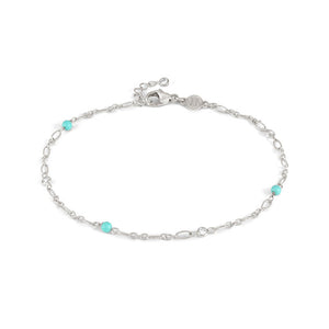 ANKLETS anklet  925 sterling silver, cz  STONE TURQUOISE